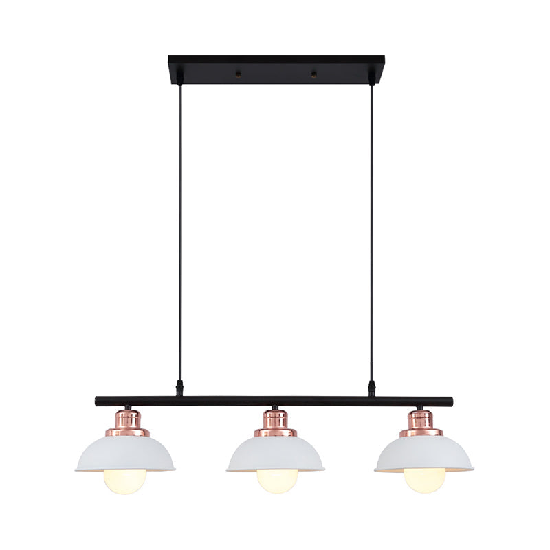 Dome Kitchen Island Light Fixture Metallic 3 Lights Industrial Style Hanging Island Light in Black/White Clearhalo 'Ceiling Lights' 'Island Lights' Lighting' 273137