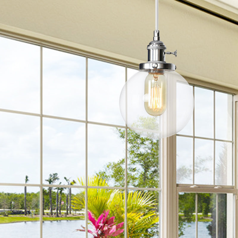 Orbit Hanging Lighting Farmhouse Amber/Clear Glass 1 Bulb Pendant Light Fixture with Adjustable Cord in Black/Bronze/Brass Finish Clearhalo 'Art Deco Pendants' 'Black' 'Cast Iron' 'Ceiling Lights' 'Ceramic' 'Crystal' 'Industrial Pendants' 'Industrial' 'Metal' 'Middle Century Pendants' 'Pendant Lights' 'Pendants' 'Rustic Pendants' 'Tiffany' Lighting' 273896