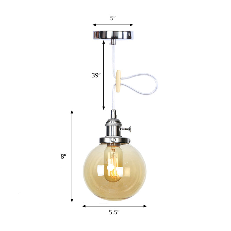 Orbit Hanging Lighting Farmhouse Amber/Clear Glass 1 Bulb Pendant Light Fixture with Adjustable Cord in Black/Bronze/Brass Finish Clearhalo 'Art Deco Pendants' 'Black' 'Cast Iron' 'Ceiling Lights' 'Ceramic' 'Crystal' 'Industrial Pendants' 'Industrial' 'Metal' 'Middle Century Pendants' 'Pendant Lights' 'Pendants' 'Rustic Pendants' 'Tiffany' Lighting' 273902