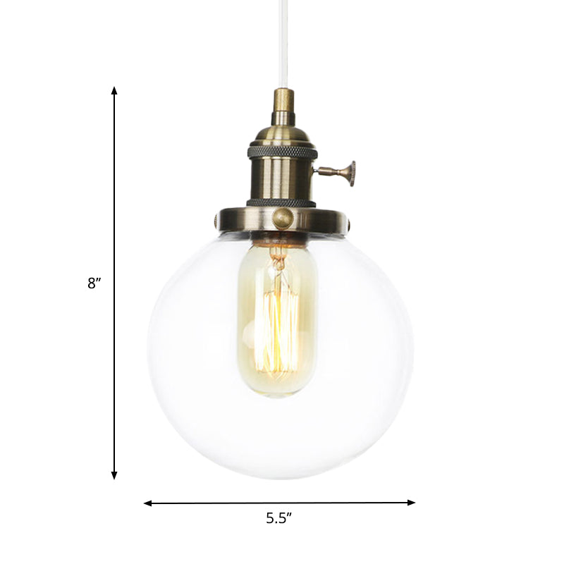 Orbit Hanging Lighting Farmhouse Amber/Clear Glass 1 Bulb Pendant Light Fixture with Adjustable Cord in Black/Bronze/Brass Finish Clearhalo 'Art Deco Pendants' 'Black' 'Cast Iron' 'Ceiling Lights' 'Ceramic' 'Crystal' 'Industrial Pendants' 'Industrial' 'Metal' 'Middle Century Pendants' 'Pendant Lights' 'Pendants' 'Rustic Pendants' 'Tiffany' Lighting' 273911