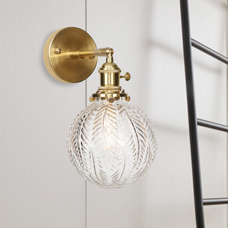 Geometric/Globe/Pentagram Wall Sconce Contemporary Prismatic Glass 1 Bulb Brass Wall Mount Light Fixture Clearhalo 'Cast Iron' 'Glass' 'Industrial' 'Modern wall lights' 'Modern' 'Tiffany' 'Traditional wall lights' 'Wall Lamps & Sconces' 'Wall Lights' Lighting' 274528