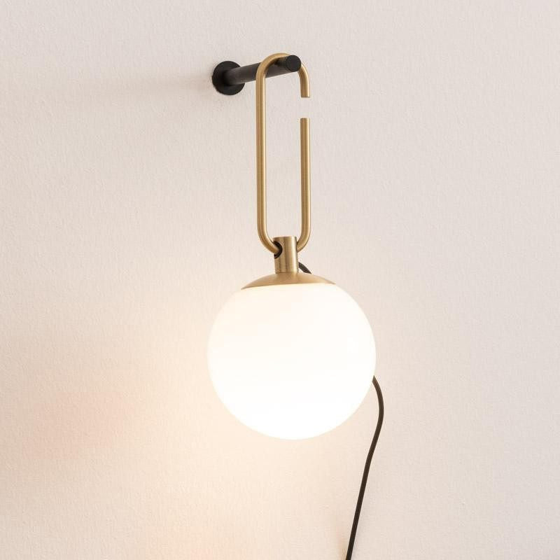 Global Matte White Glass Sconce Light Simplicity 1 Bulb Black and Gold Wall Mount Lamp Black-Gold Clearhalo 'Cast Iron' 'Glass' 'Industrial' 'Modern wall lights' 'Modern' 'Tiffany' 'Traditional wall lights' 'Wall Lamps & Sconces' 'Wall Lights' Lighting' 274643