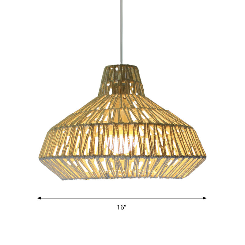 1 Head Living Room Hanging Lamp Traditionary Beige Ceiling Pendant Light with Urn Paper Shade Clearhalo 'Ceiling Lights' 'Modern Pendants' 'Modern' 'Pendant Lights' 'Pendants' Lighting' 274659
