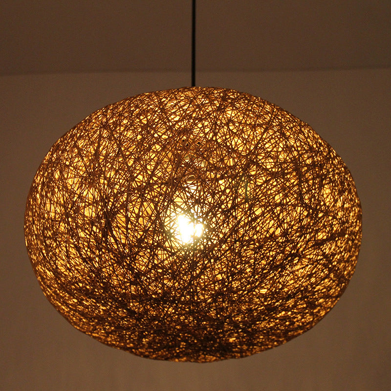1 Bulb Handcrafted Pendant Lighting Modernist Wood Hanging Light Fixture in Coffee Clearhalo 'Ceiling Lights' 'Modern Pendants' 'Modern' 'Pendant Lights' 'Pendants' Lighting' 274673