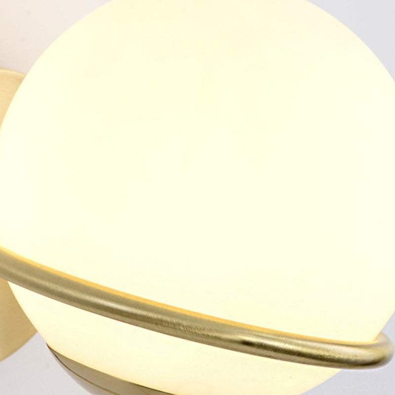 Single Wall Mount Spherical Sconce Light Contemporary Matte White Glass Brass Wall Light Fixture Clearhalo 'Cast Iron' 'Glass' 'Industrial' 'Modern wall lights' 'Modern' 'Tiffany' 'Traditional wall lights' 'Wall Lamps & Sconces' 'Wall Lights' Lighting' 275113