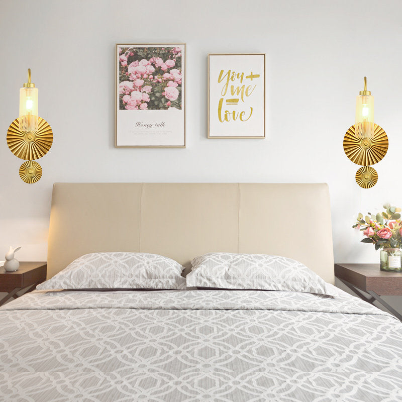 Retro Gooseneck Wall Lamp 1-Light Amber/Clear/Smoke Gray Glass Wall Light Sconce with Lotus Leaf Design Clearhalo 'Cast Iron' 'Glass' 'Industrial' 'Modern wall lights' 'Modern' 'Tiffany' 'Traditional wall lights' 'Wall Lamps & Sconces' 'Wall Lights' Lighting' 275306