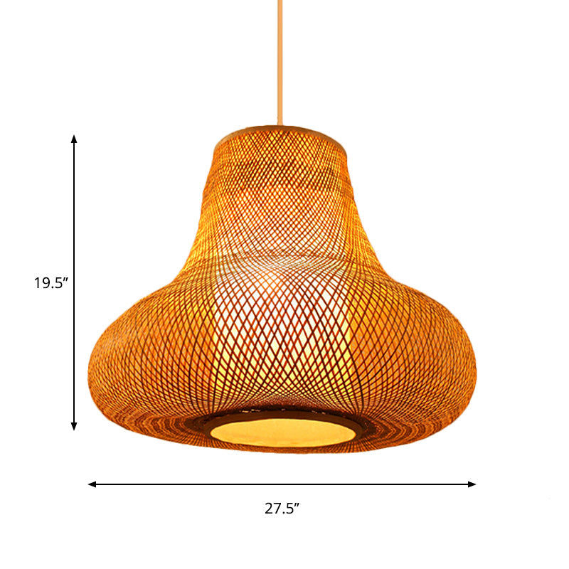 Bamboo Gourd Suspension Pendant Contemporary 1 Head Wood Hanging Ceiling Light Clearhalo 'Ceiling Lights' 'Modern Pendants' 'Modern' 'Pendant Lights' 'Pendants' Lighting' 275425