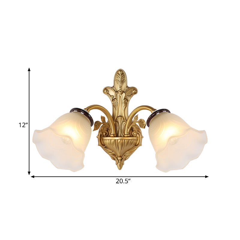 Milk Glass Bell Wall Light Sconce Vintage Stylish 1/2-Head Hallway Wall Mount Lamp in Brass Clearhalo 'Wall Lamps & Sconces' 'Wall Lights' Lighting' 275540