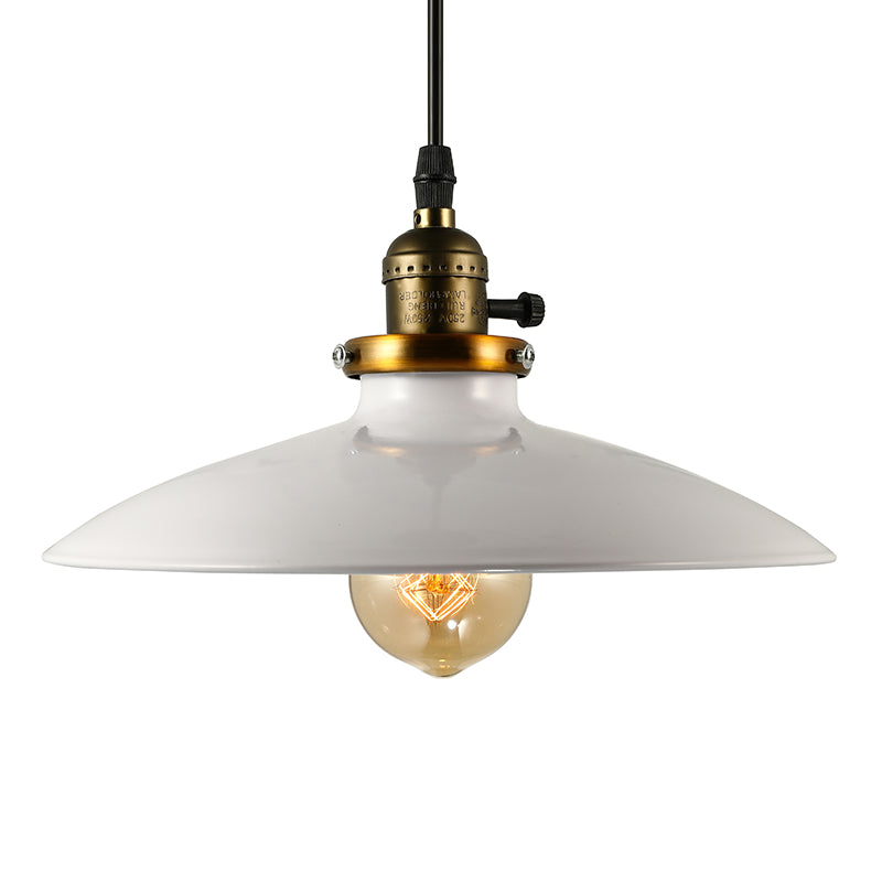 1 Light Pendant Ceiling Light Industrial Style Saucer Metal Hanging Light in Black/White for Living Room Clearhalo 'Art Deco Pendants' 'Black' 'Cast Iron' 'Ceiling Lights' 'Ceramic' 'Crystal' 'Industrial Pendants' 'Industrial' 'Metal' 'Middle Century Pendants' 'Pendant Lights' 'Pendants' 'Rustic Pendants' 'Tiffany' Lighting' 2759