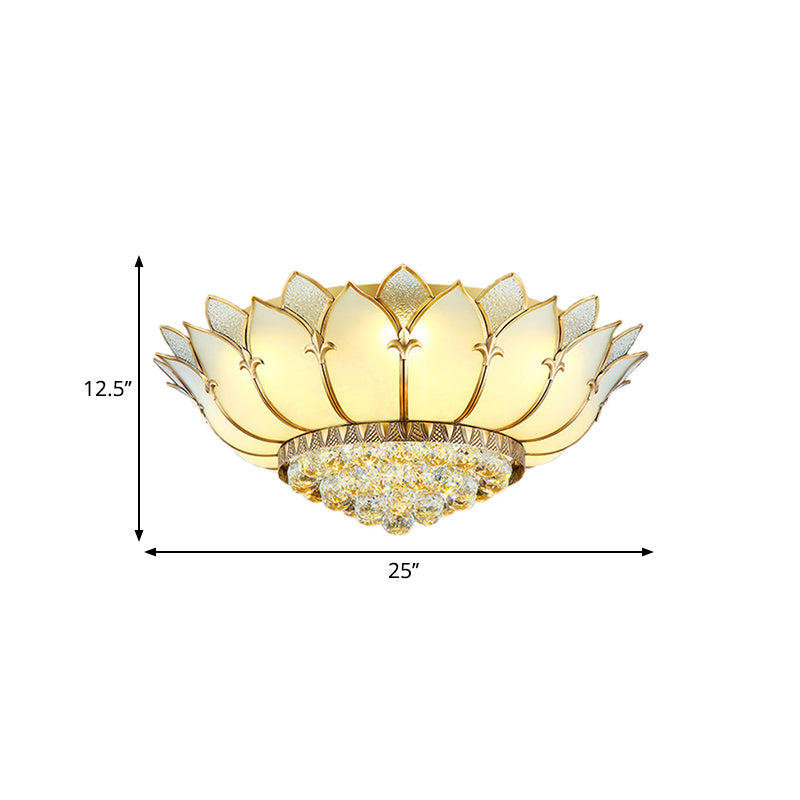 Gold Scalloped Flush Mount Fixture Classic Opal Glass 6 Lights Living Room Flushmount Lighting Clearhalo 'Ceiling Lights' 'Close To Ceiling Lights' 'Close to ceiling' 'Flush mount' Lighting' 275943