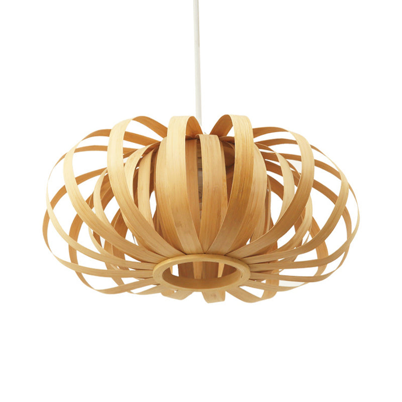 1-Light Oval Pendant Lighting Wooden Shade Nordic Style Hanging Lamp with Adjustable Cord, 18"/21.5"/24.5" W Clearhalo 'Ceiling Lights' 'Modern Pendants' 'Modern' 'Pendant Lights' 'Pendants' Lighting' 276260