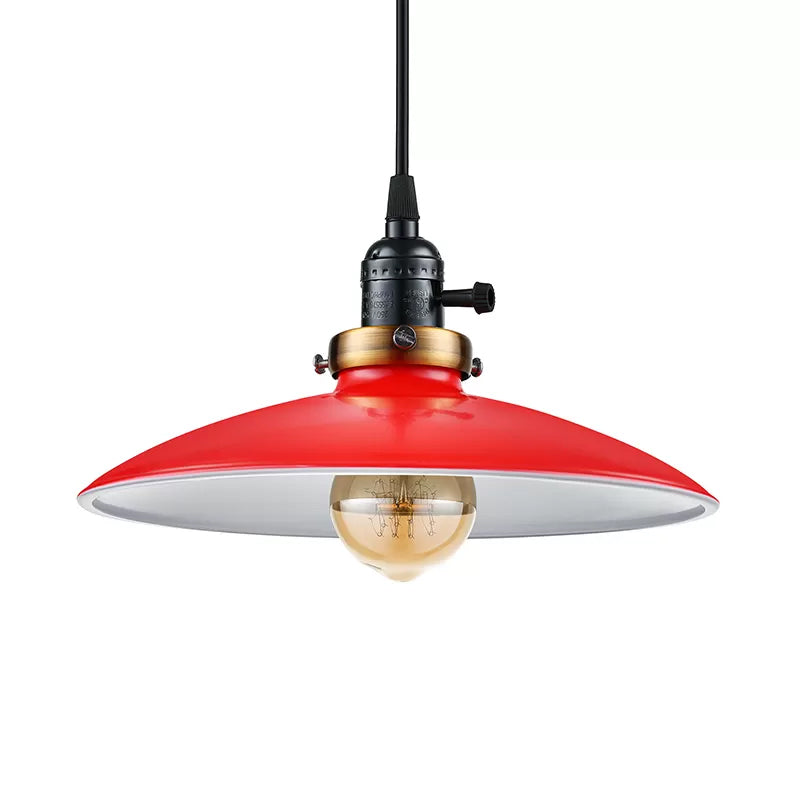 1 Light Pendant Ceiling Light Industrial Style Saucer Metal Hanging Light in Black/White for Living Room Clearhalo 'Art Deco Pendants' 'Black' 'Cast Iron' 'Ceiling Lights' 'Ceramic' 'Crystal' 'Industrial Pendants' 'Industrial' 'Metal' 'Middle Century Pendants' 'Pendant Lights' 'Pendants' 'Rustic Pendants' 'Tiffany' Lighting' 2763