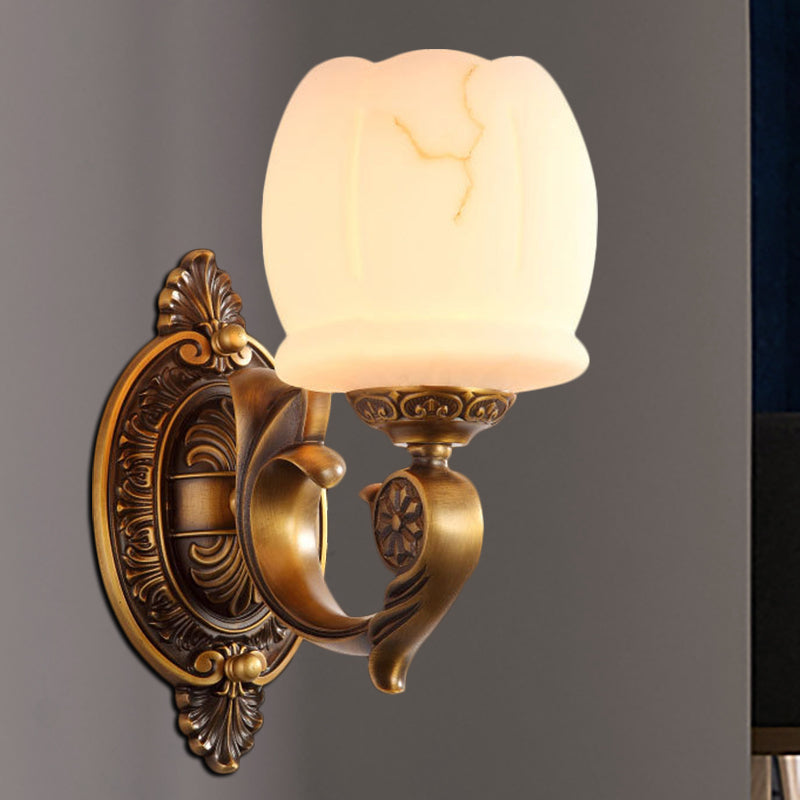 Globe White Glass Wall Mounted Light Traditional Style 1/2-Light Living Room Wall Lamp in Gold Clearhalo 'Wall Lamps & Sconces' 'Wall Lights' Lighting' 276310