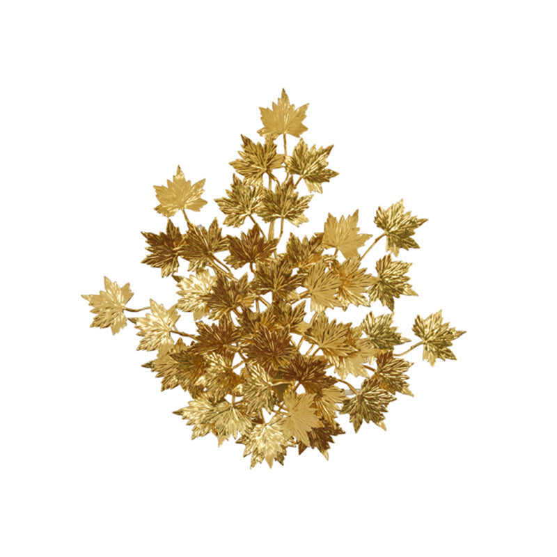 Aluminum Gold Wall Light Fixture Maple Leaf 2/10 Lights Traditional Style Wall Mounted Light for Living Room Clearhalo 'Wall Lamps & Sconces' 'Wall Lights' Lighting' 276419