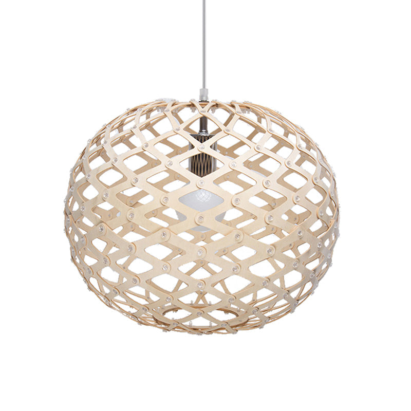 Global Suspension Pendant Contemporary Wood 1 Bulb Beige Hanging Light Kit, 16"/19.5" Wide Clearhalo 'Ceiling Lights' 'Modern Pendants' 'Modern' 'Pendant Lights' 'Pendants' Lighting' 276683