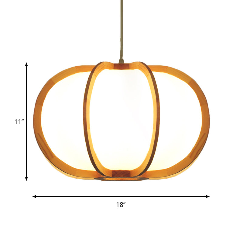 Beige Round Pendant Lighting Traditionary Wood 1 Bulb Hanging Lamp Kit for Restaurant Clearhalo 'Ceiling Lights' 'Modern Pendants' 'Modern' 'Pendant Lights' 'Pendants' Lighting' 276801