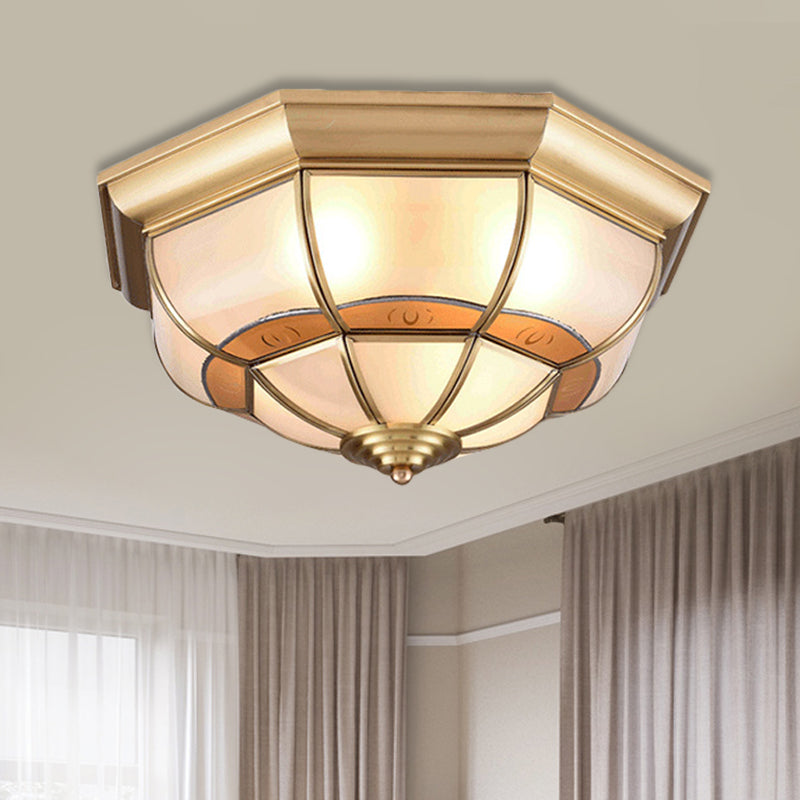 18"/21.5" W Metal Brass Flush Light Bowl 4/6 Bulbs Antique Ceiling Mount Light Fixture for Living Room Clearhalo 'Ceiling Lights' 'Close To Ceiling Lights' 'Close to ceiling' 'Flush mount' Lighting' 277318
