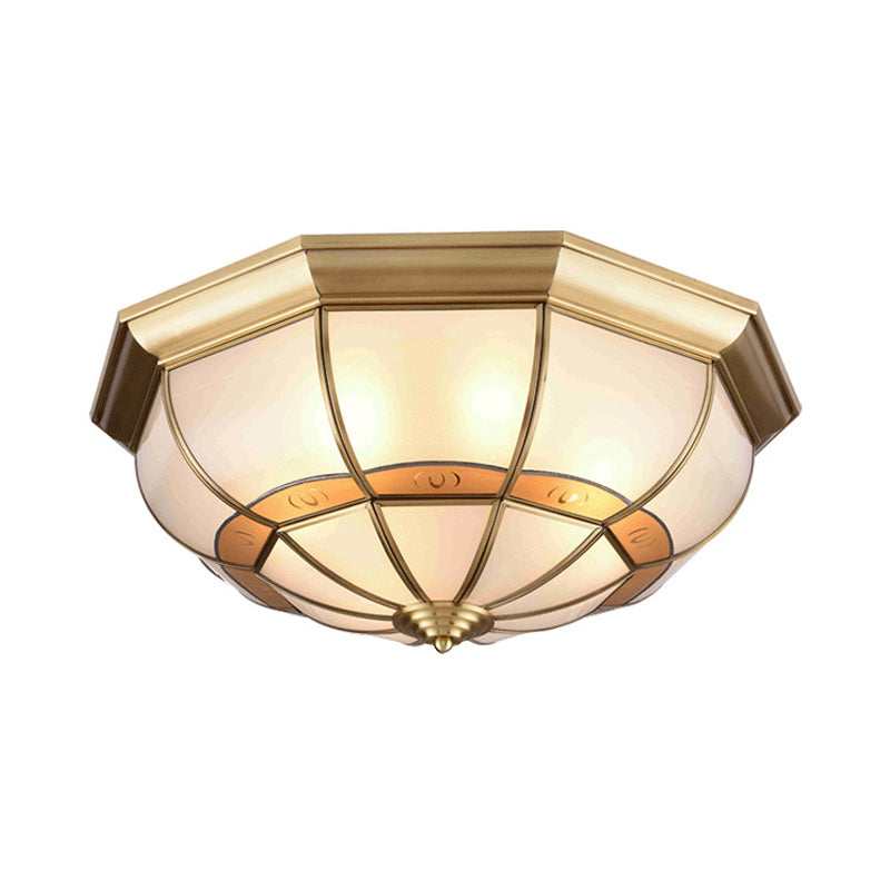 18"/21.5" W Metal Brass Flush Light Bowl 4/6 Bulbs Antique Ceiling Mount Light Fixture for Living Room Clearhalo 'Ceiling Lights' 'Close To Ceiling Lights' 'Close to ceiling' 'Flush mount' Lighting' 277325