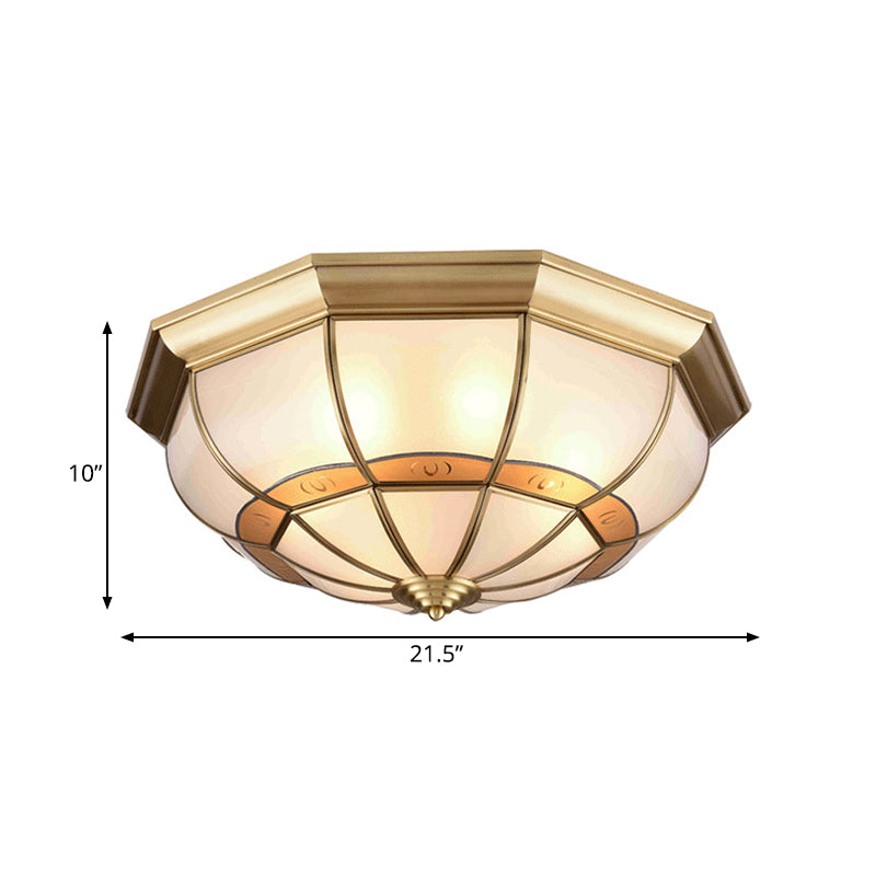 18"/21.5" W Metal Brass Flush Light Bowl 4/6 Bulbs Antique Ceiling Mount Light Fixture for Living Room Clearhalo 'Ceiling Lights' 'Close To Ceiling Lights' 'Close to ceiling' 'Flush mount' Lighting' 277326