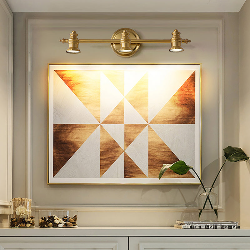 Linear Bathroom Vanity Mirror Light Traditionalism Metal 2/3/4-Bulb Brass Wall Sconce Lighting Clearhalo 'Vanity Lights' 'Wall Lights' Lighting' 277468
