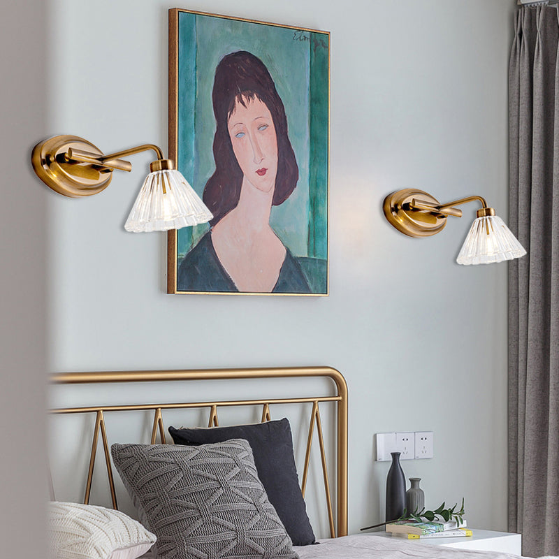 1/2/3-Bulb Cone Vanity Light Fixture Traditional Brass Metal LED Wall Sconce Lighting for Bathroom Clearhalo 'Vanity Lights' 'Wall Lights' Lighting' 277513