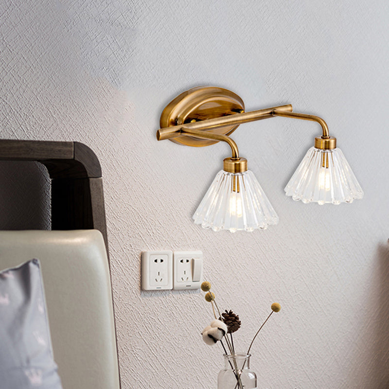 1/2/3-Bulb Cone Vanity Light Fixture Traditional Brass Metal LED Wall Sconce Lighting for Bathroom Clearhalo 'Vanity Lights' 'Wall Lights' Lighting' 277517