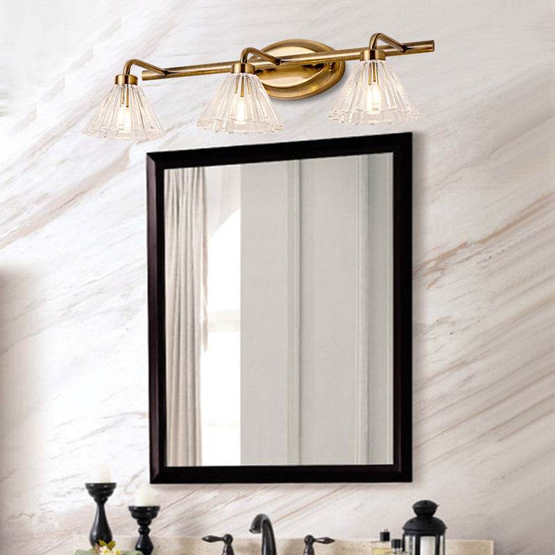 1/2/3-Bulb Cone Vanity Light Fixture Traditional Brass Metal LED Wall Sconce Lighting for Bathroom Clearhalo 'Vanity Lights' 'Wall Lights' Lighting' 277522