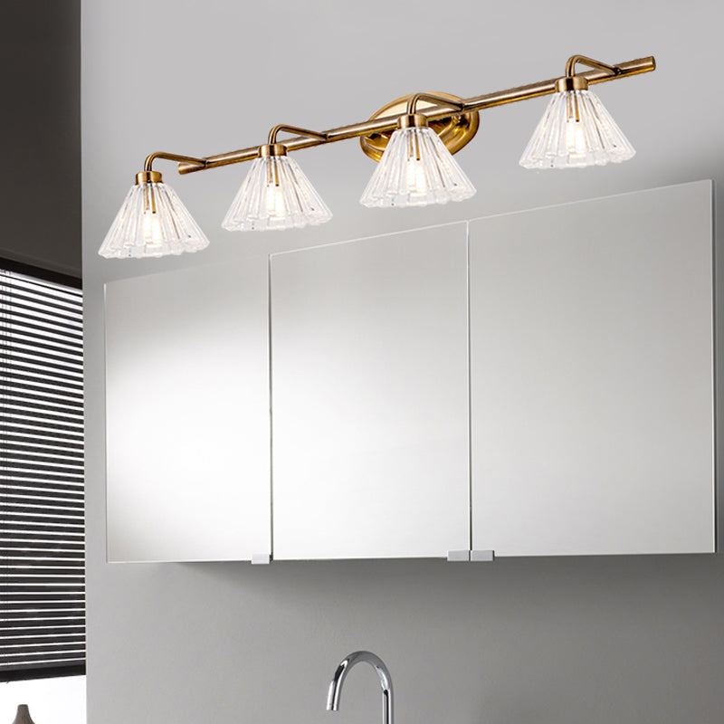 1/2/3-Bulb Cone Vanity Light Fixture Traditional Brass Metal LED Wall Sconce Lighting for Bathroom Clearhalo 'Vanity Lights' 'Wall Lights' Lighting' 277526