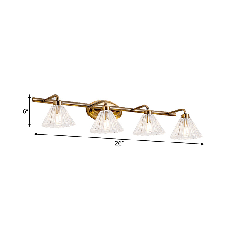 1/2/3-Bulb Cone Vanity Light Fixture Traditional Brass Metal LED Wall Sconce Lighting for Bathroom Clearhalo 'Vanity Lights' 'Wall Lights' Lighting' 277528