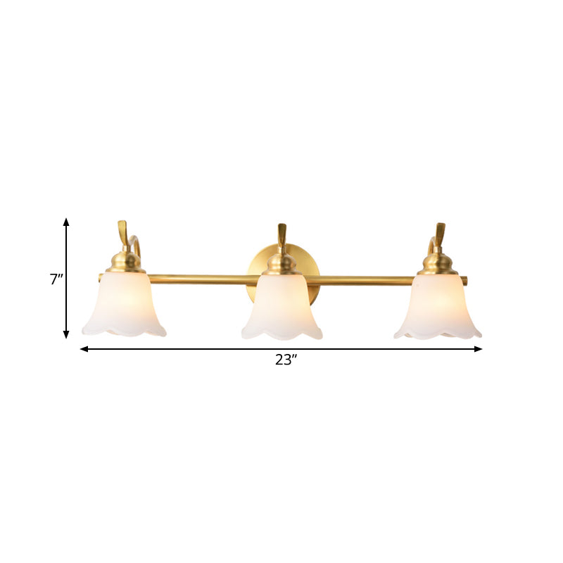 Flower Bathroom Wall Vanity Light Traditionalist Metal 2/3 Bulbs LED Brass Wall Sconce Lighting Clearhalo 'Vanity Lights' 'Wall Lights' Lighting' 277661