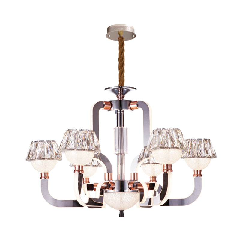Conical Chandelier Lighting Crystal 6 Lights Bedroom Hanging Lamp in Chrome Clearhalo 'Ceiling Lights' 'Chandeliers' Lighting' options 278209