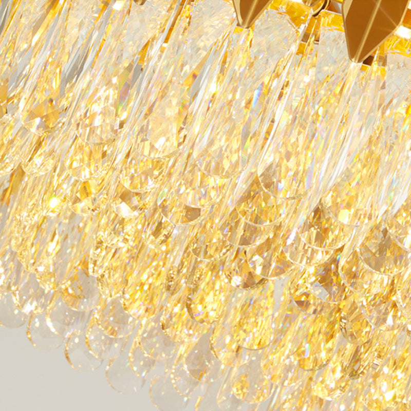 19.5"/23.5" Wide Gold Round Chandelier Lamp Postmodern 6/10 Heads Crystal Block Hanging Ceiling Light Clearhalo 'Ceiling Lights' 'Chandeliers' 'Modern Chandeliers' 'Modern' Lighting' 278268