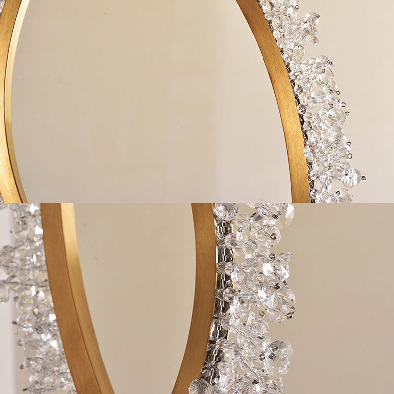 Loop Crystal Beaded Pendant Chandelier Modernism Gold 16"/23.5"/31.5" Wide LED Hanging Lamp Kit, Warm/White/Natural Light Clearhalo 'Ceiling Lights' 'Chandeliers' 'Modern Chandeliers' 'Modern' Lighting' 278449