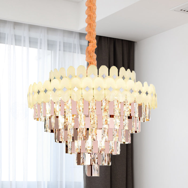 Layered Ceiling Chandelier Contemporary Clear Crystal 12/16/22 Lights Living Room Down Lighting Clearhalo 'Ceiling Lights' 'Chandeliers' Lighting' options 278757