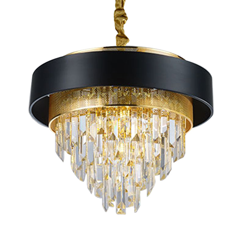 Simple Round Chandelier Lamp Crystal 5 Lights Dining Room Hanging Light Kit in White/Black Clearhalo 'Ceiling Lights' 'Chandeliers' Lighting' options 278811
