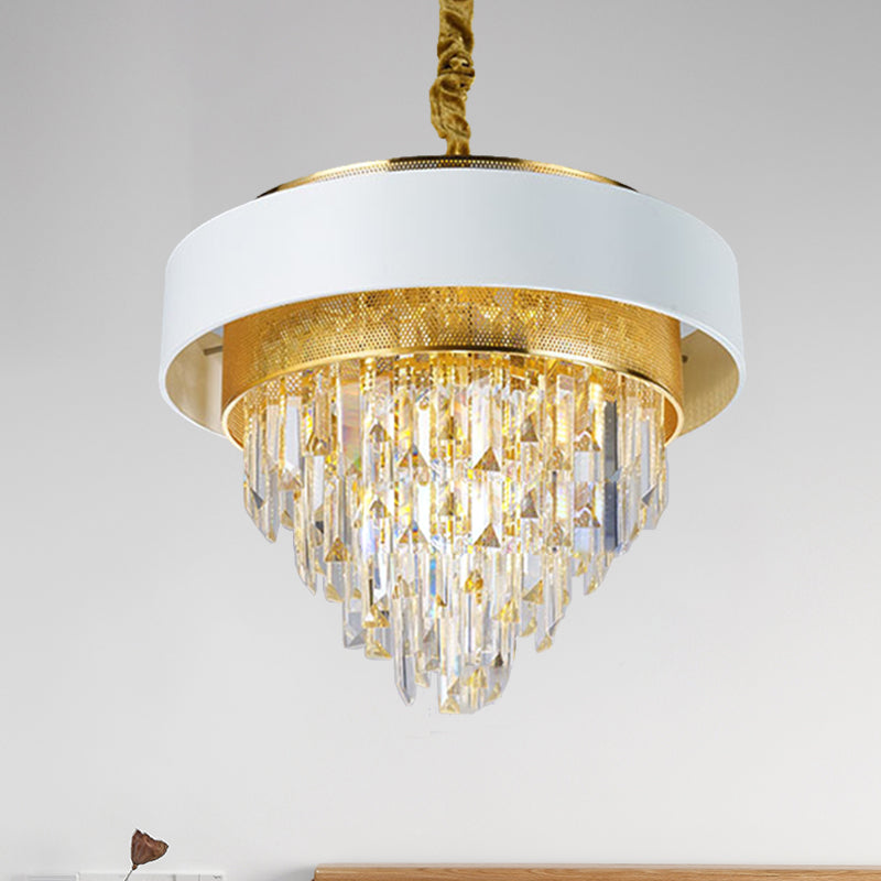 Simple Round Chandelier Lamp Crystal 5 Lights Dining Room Hanging Light Kit in White/Black Clearhalo 'Ceiling Lights' 'Chandeliers' Lighting' options 278814