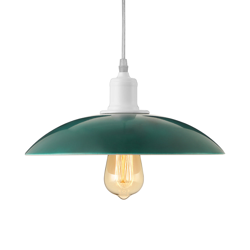 Green/Red 1 Light Ceiling Light Fixture Vintage Stylish Metal Saucer Shade Pendant Lighting over Table Clearhalo 'Art Deco Pendants' 'Cast Iron' 'Ceiling Lights' 'Ceramic' 'Crystal' 'Industrial Pendants' 'Industrial' 'Metal' 'Middle Century Pendants' 'Pendant Lights' 'Pendants' 'Tiffany' Lighting' 2789