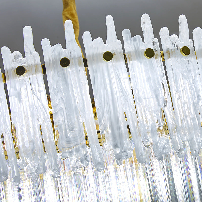 3 Tiers Clear Crystal Rod Pendant Chandelier Modernism 12 Lights Gold Suspension Light Clearhalo 'Ceiling Lights' 'Chandeliers' 'Clear' 'Industrial' 'Modern Chandeliers' 'Modern' 'Tiffany' 'Traditional Chandeliers' Lighting' 279460