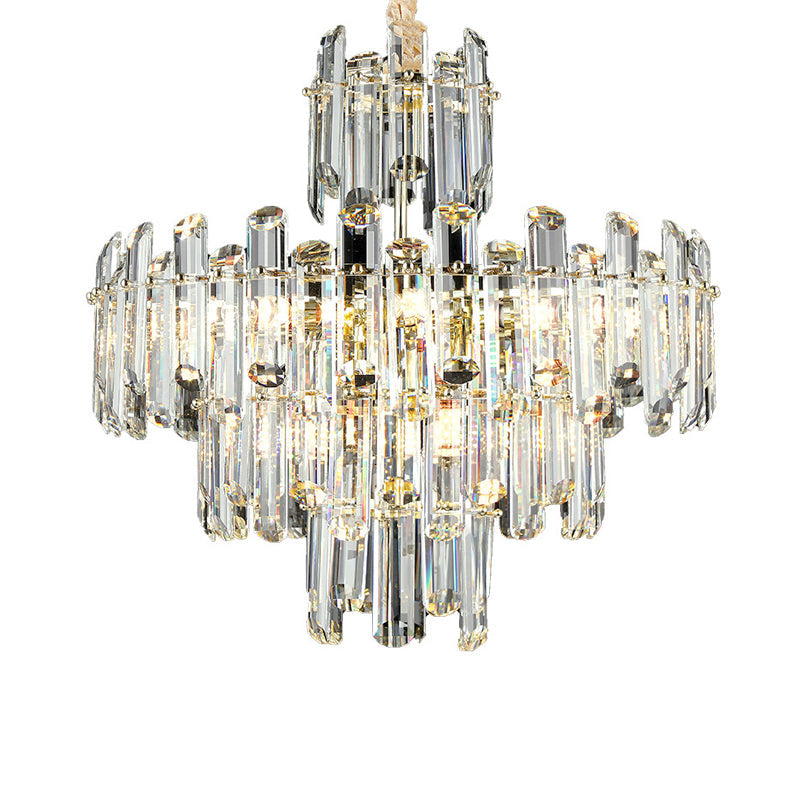 3 Tiers Beveled Crystal Chandelier Light Fixture Contemporary 8/12 Lights Clear Pendant Ceiling Light Clearhalo 'Ceiling Lights' 'Chandeliers' Lighting' options 279603
