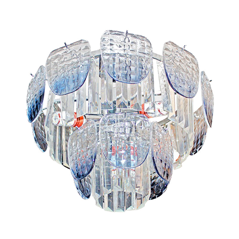 Clear Faceted Crystal Tiered Hanging Light Kit Modern 5/10 Lights Light Blue Pendant Chandelier Clearhalo 'Ceiling Lights' 'Chandeliers' 'Clear' 'Industrial' 'Modern Chandeliers' 'Modern' 'Tiffany' 'Traditional Chandeliers' Lighting' 279651