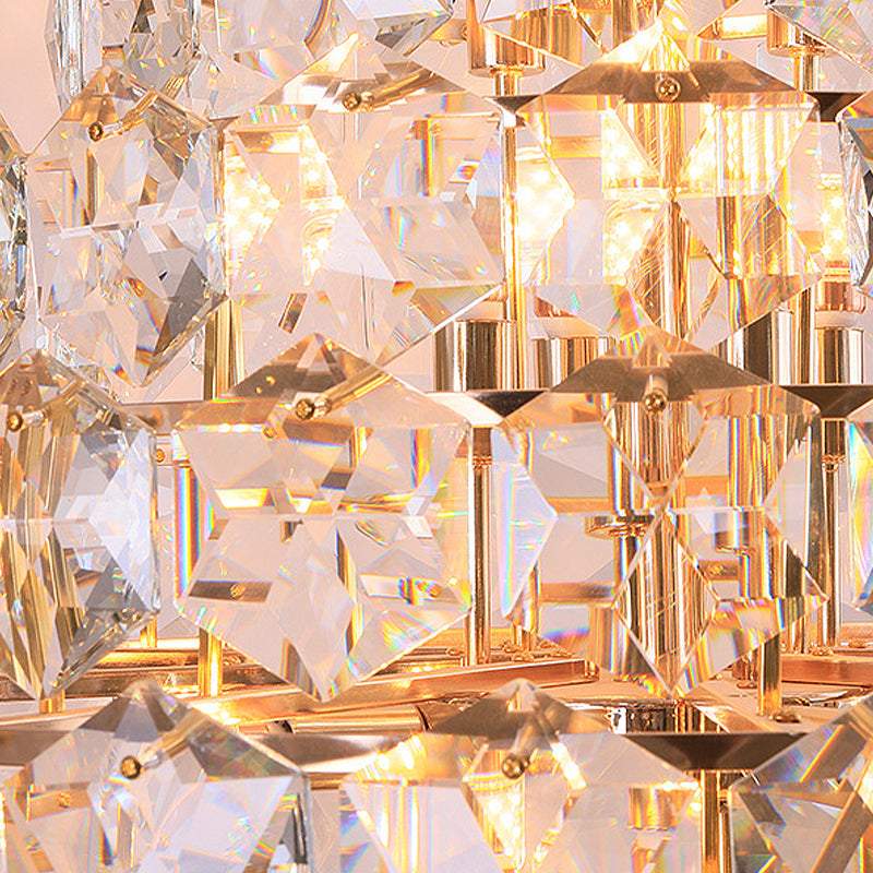 Modern Teardrop Hanging Chandelier Clear Crystal Glass 12 Bulbs Living Room LED Pendant Ceiling Light in Gold Clearhalo 'Ceiling Lights' 'Chandeliers' 'Modern Chandeliers' 'Modern' Lighting' 279962