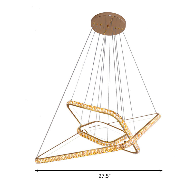 Modernism 3 Tiers Chandelier Light Clear Crystal LED Restaurant Down Lighting Pendant in Gold, 3 Color/Inner Warm Outer White/Inner White Outer Warm Light Clearhalo 'Ceiling Lights' 'Chandeliers' 'Modern Chandeliers' 'Modern' Lighting' 279990