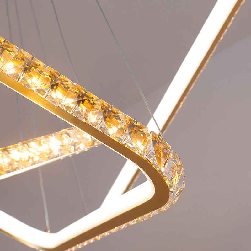 Modernism 3 Tiers Chandelier Light Clear Crystal LED Restaurant Down Lighting Pendant in Gold, 3 Color/Inner Warm Outer White/Inner White Outer Warm Light Clearhalo 'Ceiling Lights' 'Chandeliers' 'Modern Chandeliers' 'Modern' Lighting' 279991