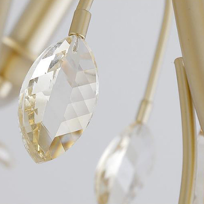 Candle K9 Crystal Pendant Chandelier Modernism 5/6/8 Bulbs Brass Hanging Light, 22"/27.5"/31.5" W Clearhalo 'Ceiling Lights' 'Chandeliers' 'Modern Chandeliers' 'Modern' Lighting' 280057