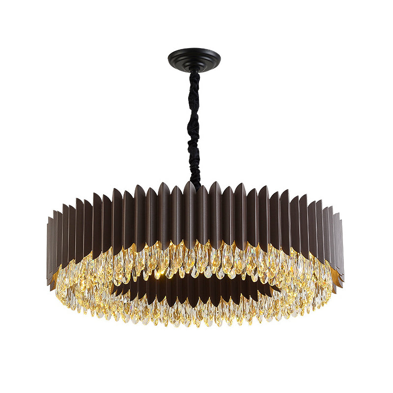 Teardrop Crystal Round Hanging Chandelier Postmodern Living Room LED Ceiling Pendant in Black Clearhalo 'Ceiling Lights' 'Chandeliers' Lighting' options 280288