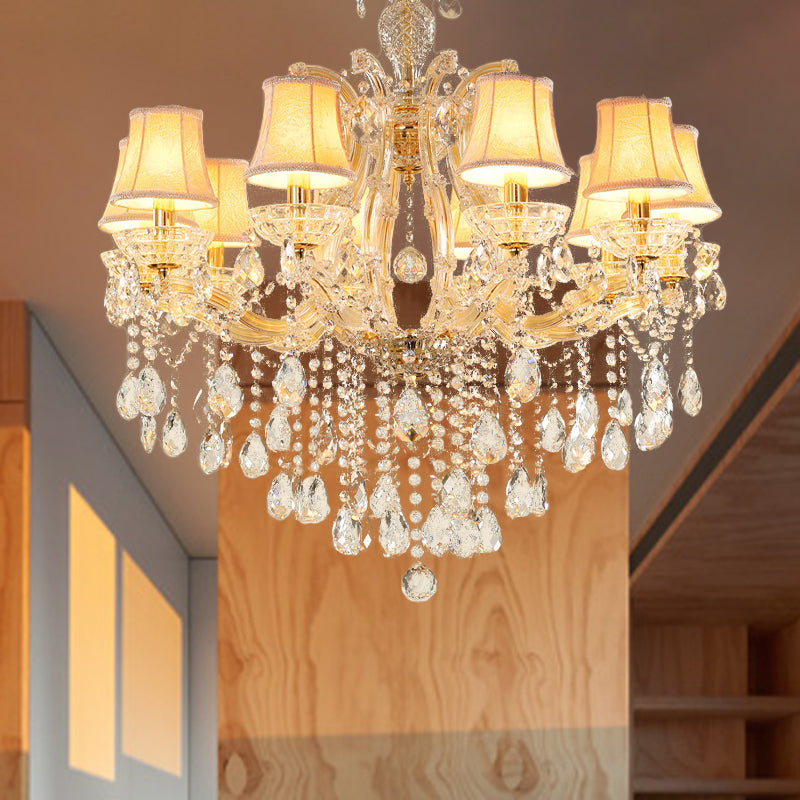 Teardrop Chandelier Light Fixture Modern Hand-Cut Crystal 10 Heads Gold Suspension Pendant for Living Room Clearhalo 'Ceiling Lights' 'Chandeliers' 'Modern Chandeliers' 'Modern' Lighting' 280531