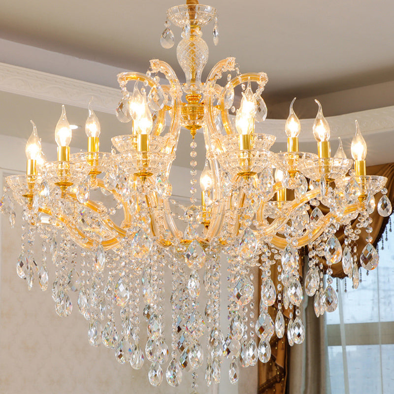 Teardrop Chandelier Light Fixture Modern Hand-Cut Crystal 10 Heads Gold Suspension Pendant for Living Room Clearhalo 'Ceiling Lights' 'Chandeliers' 'Modern Chandeliers' 'Modern' Lighting' 280535
