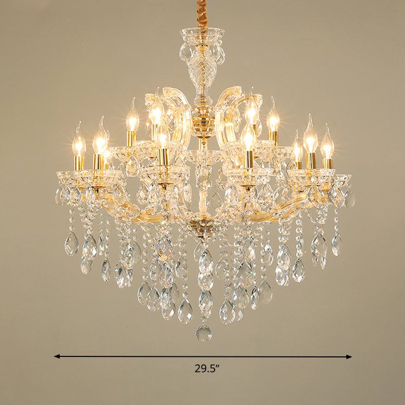 Teardrop Chandelier Light Fixture Modern Hand-Cut Crystal 10 Heads Gold Suspension Pendant for Living Room Clearhalo 'Ceiling Lights' 'Chandeliers' 'Modern Chandeliers' 'Modern' Lighting' 280538