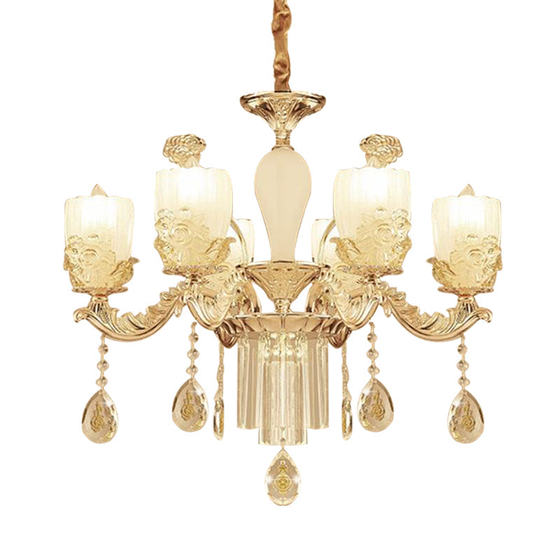 27.5"/31.5" Wide Sputnik Clear Glass Chandelier Light Simple 6/8 Heads Gold Pendant Light Fixture Clearhalo 'Ceiling Lights' 'Chandeliers' 'Modern Chandeliers' 'Modern' Lighting' 280819