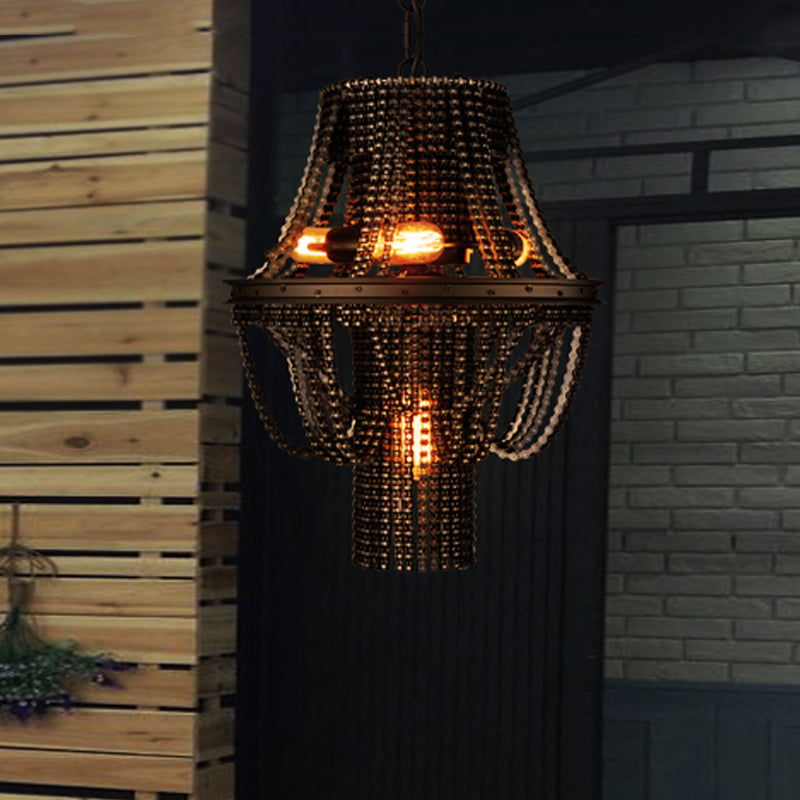 Iron Black Chandelier Pendant Bike Chain 4-Light Industrial Ceiling Light Fixture Black Clearhalo 'Ceiling Lights' 'Chandeliers' Lighting' options 281010_55008d3a-7a59-4cfe-916d-3d9a983089f2